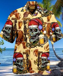 Lets Party Skull Aloha Hawaiian Shirt Colorful Short Sleeve Summer Beach Casual Shirt