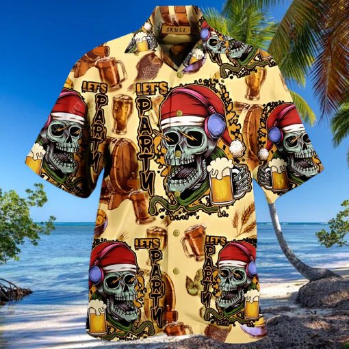 Lets Party Skull Aloha Hawaiian Shirt Colorful Short Sleeve Summer Beach Casual Shirt