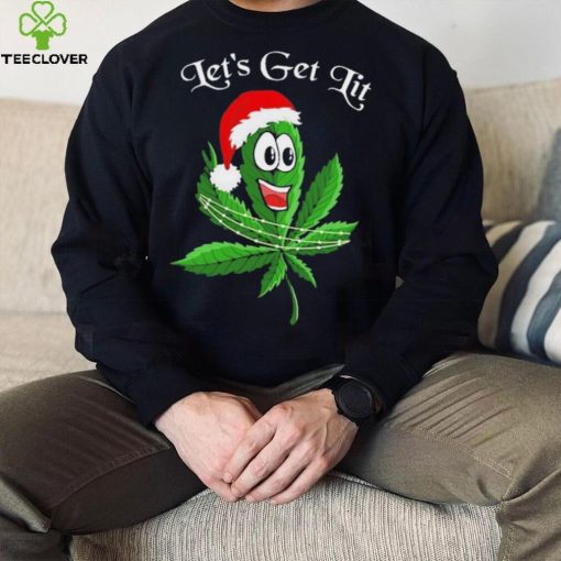 Let’s get lit weed Santa hat Christmas 2023 t hoodie, sweater, longsleeve, shirt v-neck, t-shirt