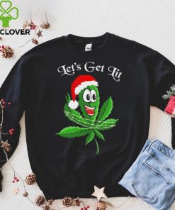 Let’s get lit weed Santa hat Christmas 2023 t hoodie, sweater, longsleeve, shirt v-neck, t-shirt