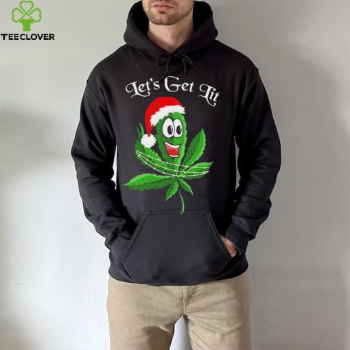 Let’s get lit weed Santa hat Christmas 2023 t hoodie, sweater, longsleeve, shirt v-neck, t-shirt