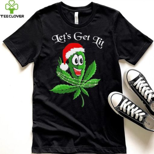 Let’s get lit weed Santa hat Christmas 2023 t hoodie, sweater, longsleeve, shirt v-neck, t-shirt