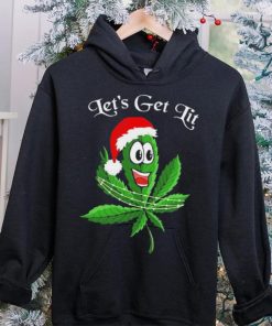 Let’s get lit weed Santa hat Christmas 2023 t hoodie, sweater, longsleeve, shirt v-neck, t-shirt