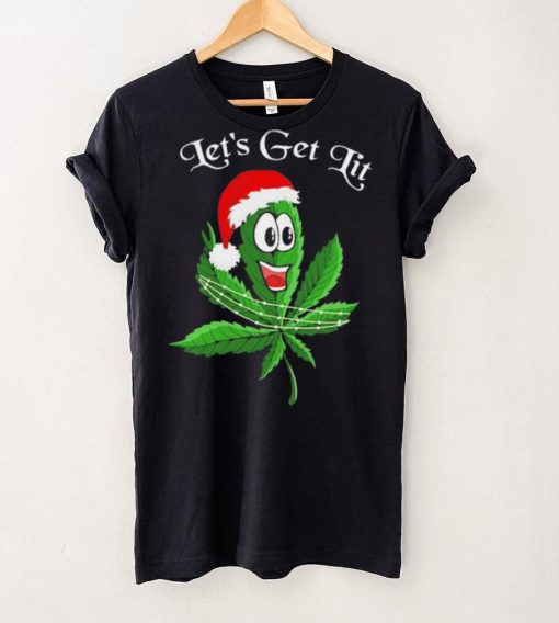 Let’s get lit weed Santa hat Christmas 2023 t hoodie, sweater, longsleeve, shirt v-neck, t-shirt