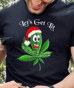 Let’s get lit weed Santa hat Christmas 2023 t hoodie, sweater, longsleeve, shirt v-neck, t-shirt