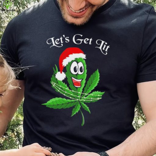 Let’s get lit weed Santa hat Christmas 2023 t hoodie, sweater, longsleeve, shirt v-neck, t-shirt