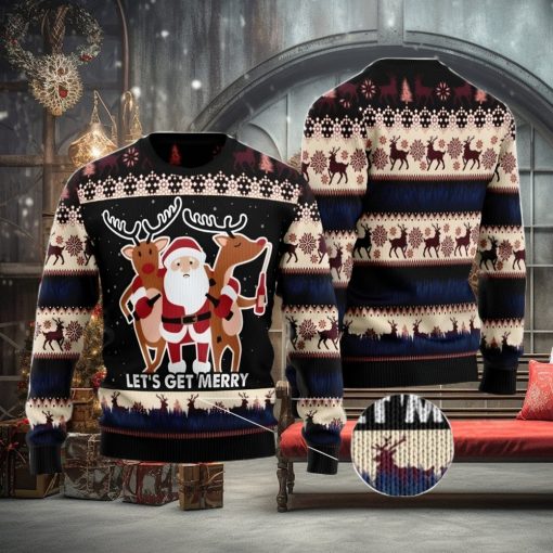 Let‘s Get Merry Christmas Gift Ugly Christmas Sweater Xmas Holiday