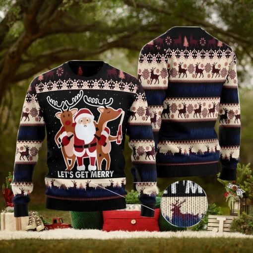 Let‘s Get Merry Christmas Gift Ugly Christmas Sweater Xmas Holiday