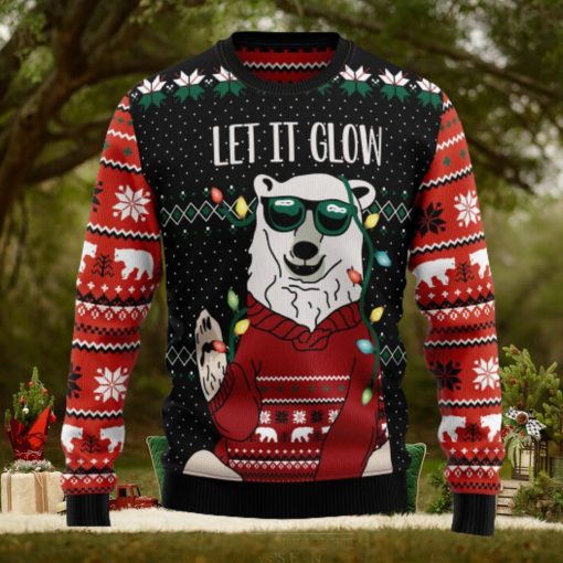 Let‘s Glow Polar Bear Ugly Christmas Sweater Thankgiving Gift Men Women