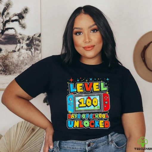 Level 100 Days Of School Unlocked Gamer Video Games Shirt