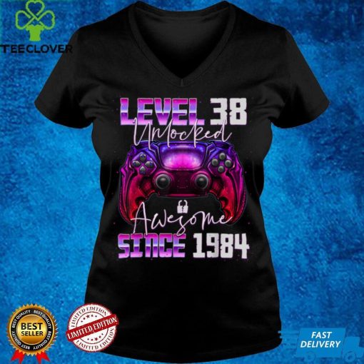 Level 38 Unlocked Awesome Since 1984 38th Birthday Gaming T Shirt 2