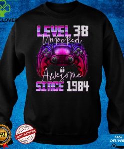 Level 38 Unlocked Awesome Since 1984 38th Birthday Gaming T Shirt 2