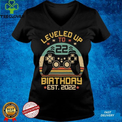 Level Up To 22 Birthday Gamer Est2022 Vintage Video Game Shirt