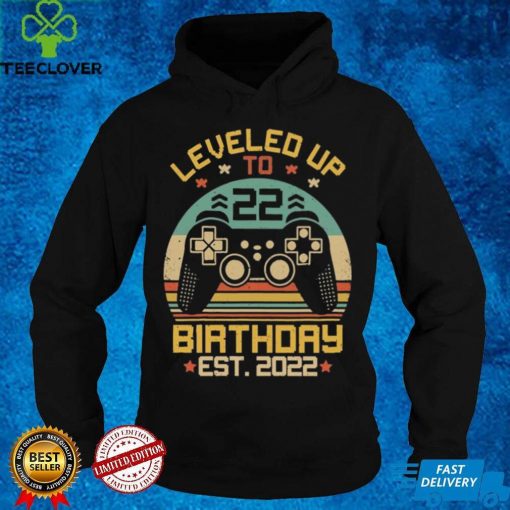 Level Up To 22 Birthday Gamer Est2022 Vintage Video Game Shirt