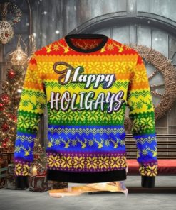 Lgbt Gay Pride Happy Holigays Ugly Sweater Christmas Style Gift For Men And Women