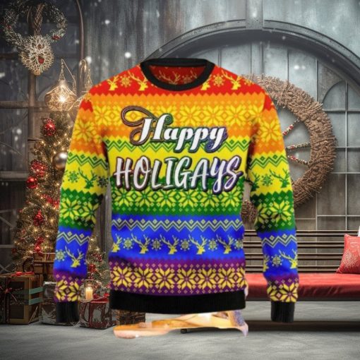 Lgbt Gay Pride Happy Holigays Ugly Sweater Christmas Style Gift For Men And Women