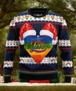 Lgbt Heart Lover Santa Hat Ugly Christmas Sweater