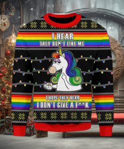 Lgbt Unicorn I Dont Give A Fk Ugly Christmas Sweater