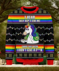 Lgbt Unicorn I Dont Give A Fk Ugly Christmas Sweater