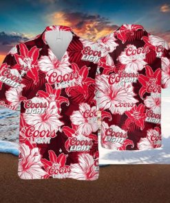 Coors Light Hawaiian Shirt Tropical Flower Pattern Practical Beach Gift