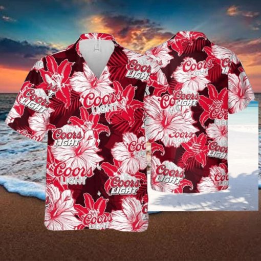 Coors Light Hawaiian Shirt Tropical Flower Pattern Practical Beach Gift