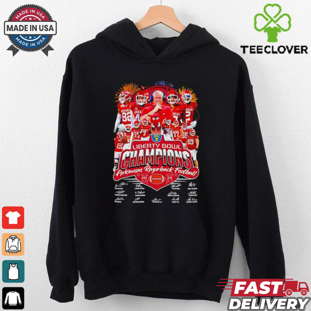 Liberty Bowl Champions Arkansas Razorbacks Football 2024 signatures shirt Liberty Bowl Champions Arkansas Razorbacks Football 2024 signatures shirt