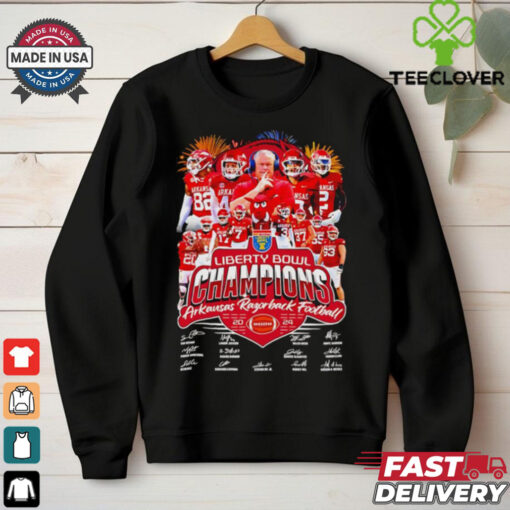 Liberty Bowl Champions Arkansas Razorbacks Football 2024 signatures shirt