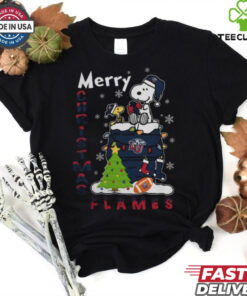 Liberty Flames Snoopy And Woodstock Merry Christmas Shirt