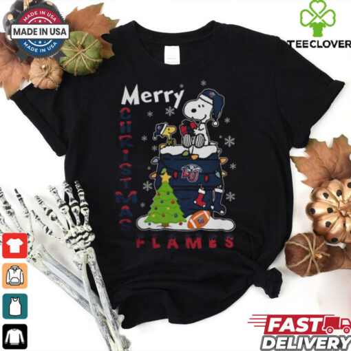 Liberty Flames Snoopy And Woodstock Merry Christmas Shirt