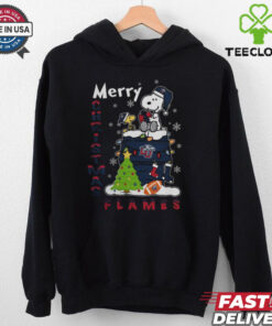 Liberty Flames Snoopy And Woodstock Merry Christmas Shirt
