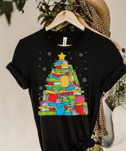 Library Christmas tree librarian x mas lights book lover sweater