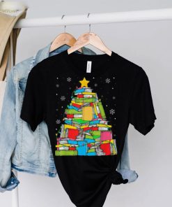 Library Christmas tree librarian x mas lights book lover sweater