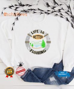 Life Is Better Fishing Lake Scene T Shirt