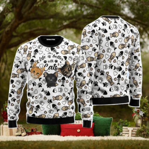 Life Is Better With Cats Christmas Unisex Ugly Sweater