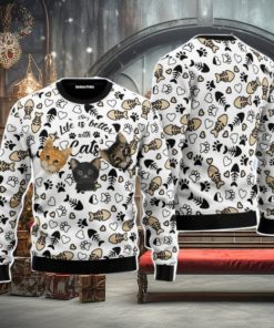 Life Is Better With Cats Christmas Unisex Ugly Sweater