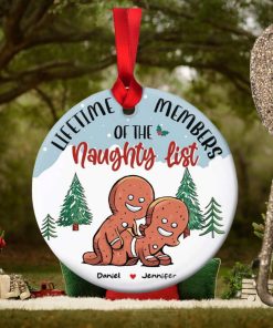 Lifetime Members Of The Naughty List, Couple Gift, Personalized Ceramic Ornament, Funny Couple Cookie Ornament, Christmas Gift