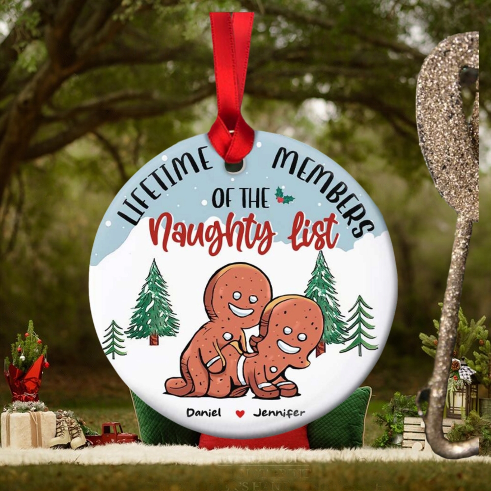 Lifetime Members Of The Naughty List, Couple Gift, Personalized Ceramic Ornament, Funny Couple Cookie Ornament, Christmas Gift Lifetime Members Of The Naughty List, Couple Gift, Personalized Ceramic Ornament, Funny Couple Cookie Ornament, Christmas Gift