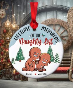 Lifetime Members Of The Naughty List, Couple Gift, Personalized Ceramic Ornament, Funny Couple Cookie Ornament, Christmas Gift