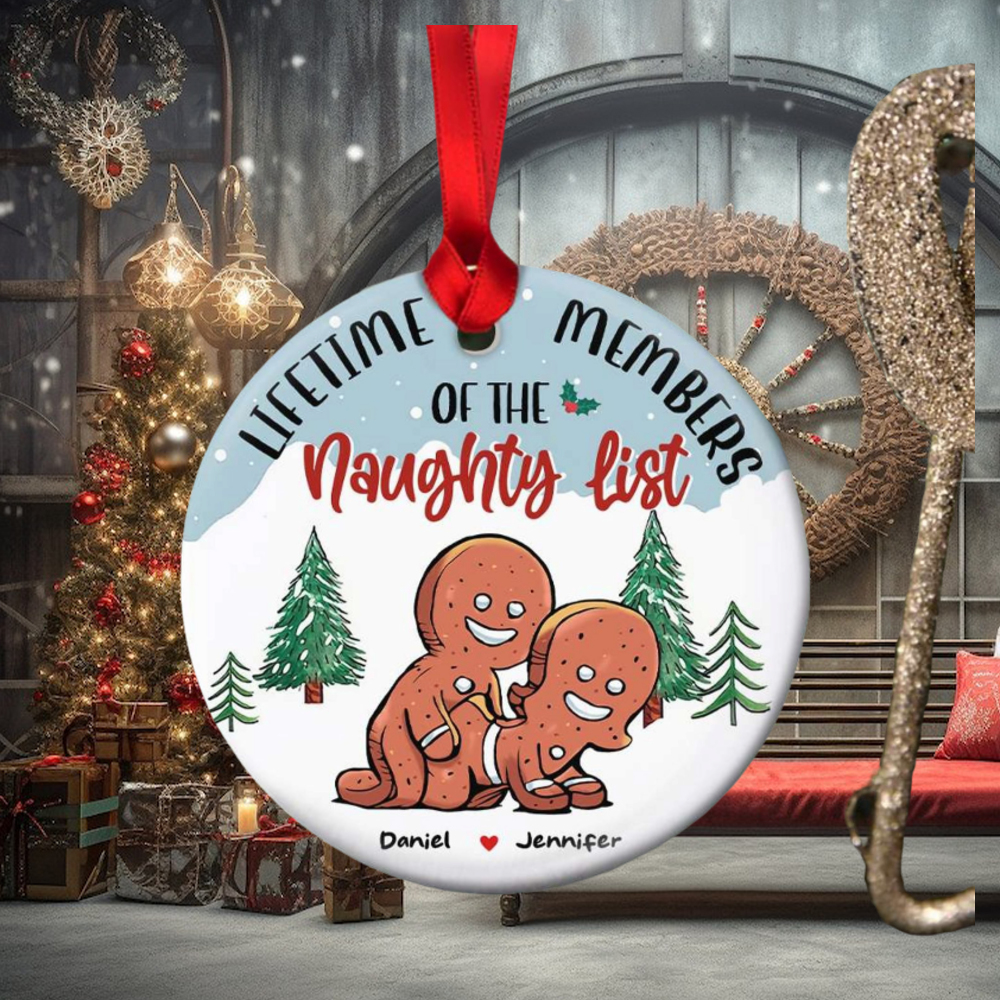 Lifetime Members Of The Naughty List, Couple Gift, Personalized Ceramic Ornament, Funny Couple Cookie Ornament, Christmas Gift Lifetime Members Of The Naughty List, Couple Gift, Personalized Ceramic Ornament, Funny Couple Cookie Ornament, Christmas Gift