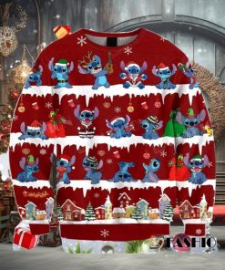 Light Lilo and Stitch Christmas Cabin Ugly 3D Sweater For Thanksgiving