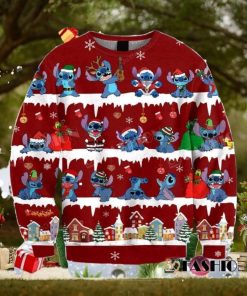 Light Lilo and Stitch Christmas Cabin Ugly 3D Sweater For Thanksgiving