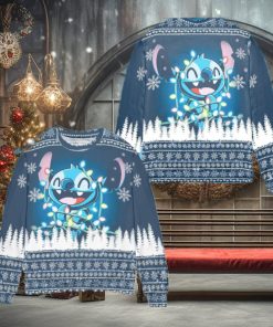 Light Lilo and Stitch Christmas Frostbite Knitted AOP Sweater For Thanksgiving