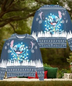 Light Lilo and Stitch Christmas Frostbite Knitted AOP Sweater For Thanksgiving