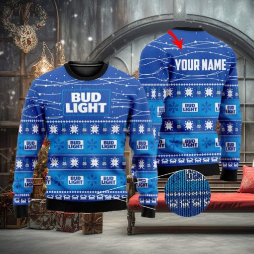 Light Line Personalized Bud Light Beer 3D All Over Printed Ugly Christmas Sweater Christmas Gift For Family