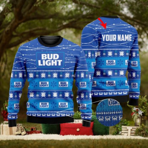 Light Line Personalized Bud Light Beer 3D All Over Printed Ugly Christmas Sweater Christmas Gift For Family