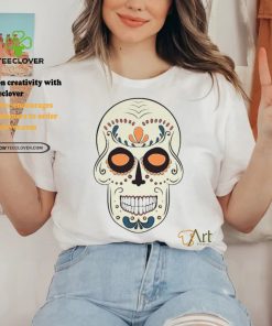 Light Yellow Sugar Skull With Flowers T Shirt 1 Light Yellow Sugar Skull With Flowers T Shirt