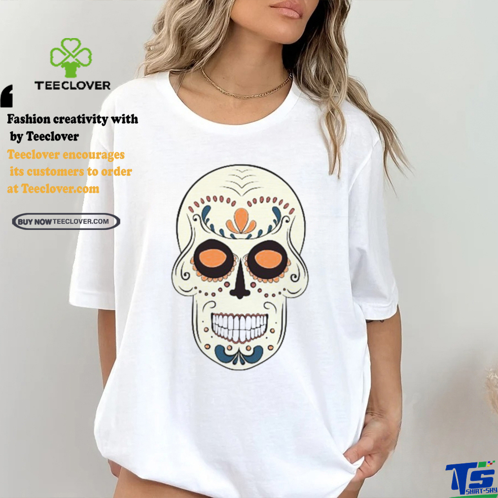 Light Yellow Sugar Skull With Flowers T Shirt Light Yellow Sugar Skull With Flowers T Shirt