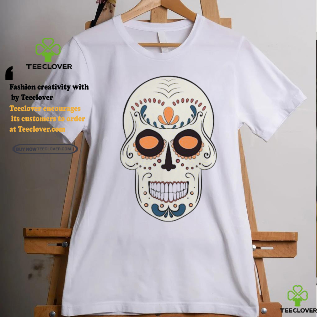 Light Yellow Sugar Skull With Flowers T Shirt Light Yellow Sugar Skull With Flowers T Shirt