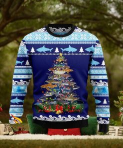 Lights Christmas Tree Santa Shark Christmas Ugly Sweater 3D