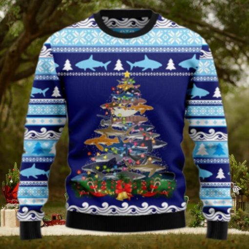 Lights Christmas Tree Santa Shark Ugly Christmas Sweater